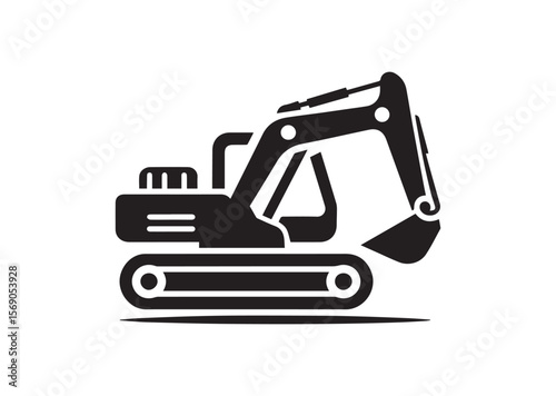 Excavator silhouette vector, Excavator icon illustrator