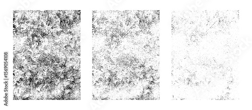 Chaotic Grunge Texture Background Set for Distressed Overlay Effect, Cracked Surface, Dirty Dust Grain Pattern, Rough Abstract Noise, Static Damage, Smear Scratch Design Vector Illustration