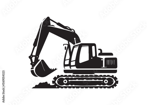 Excavator silhouette vector, Excavator icon illustrator