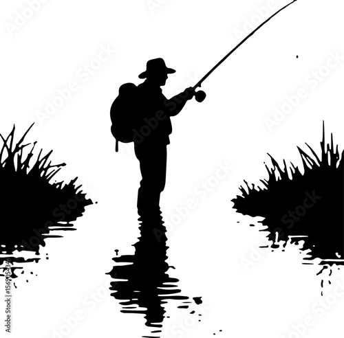 silhouette of a fisherman with fishing rod, fishing, fisherman, silhouette, fish, water, sunset, lake, rod, sport, angler, sea, leisure, beach, people, river, fisher, hobby, sun, activity, catch, shor