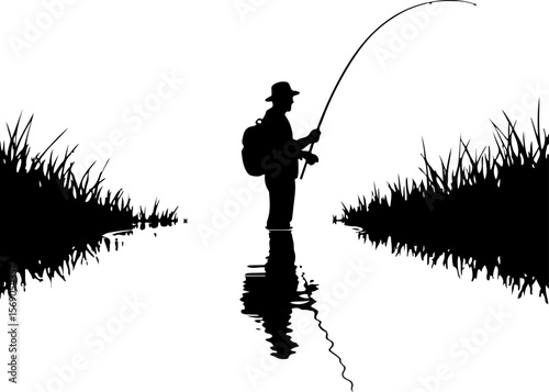 silhouette of a fisherman with fishing rod, fishing, fisherman, silhouette, fish, water, sunset, lake, rod, sport, angler, sea, leisure, beach, people, river, fisher, hobby, sun, activity, catch, shor