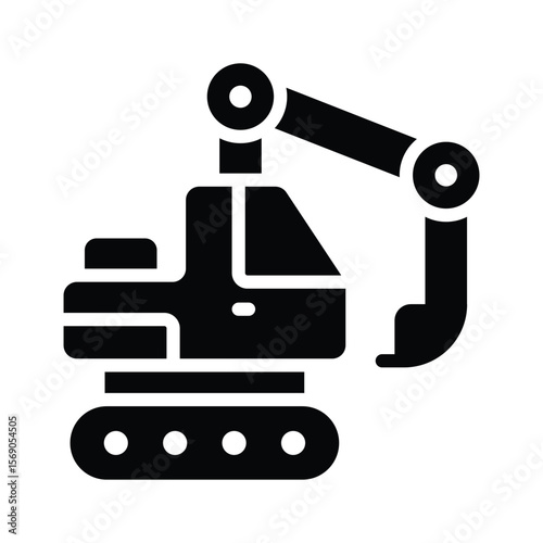 Well crafted glyph icon of heavy-duty excavator machine