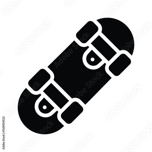 A modern glyph icon of sporty skateboard deck