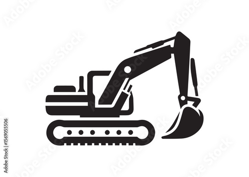 Excavator silhouette vector, Excavator icon illustrator
