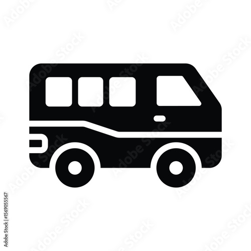 A customizable glyph icon of delivery service van