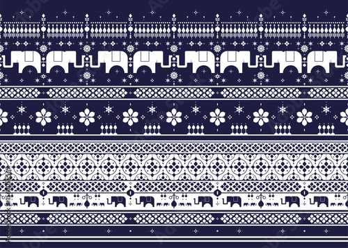 Thailand elephants pattern design for pants, shirts, wallpaper, background etc.