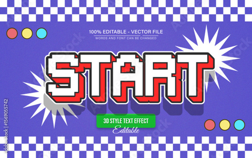 Start 3D Pixel Text Effect for Poster, Logo and T-Shirt Template