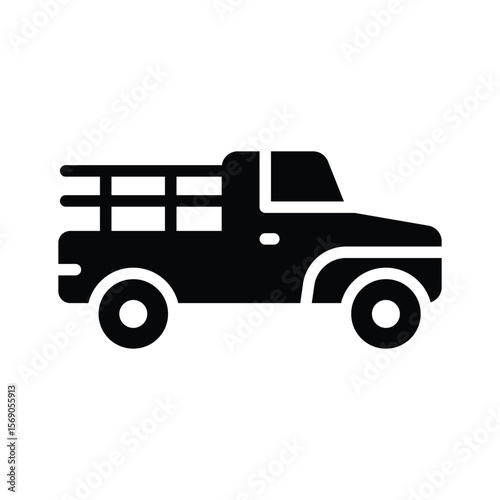A modern glyph icon of compact pickup vehicle
