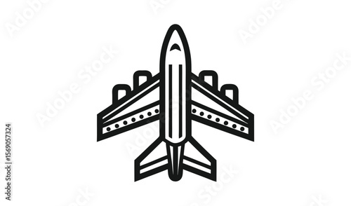 Modern stylized jet airplane icon with multiple engines and sleek design