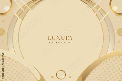 Elegant beige and gold abstract background with luxurious curved shapes and subtle textures