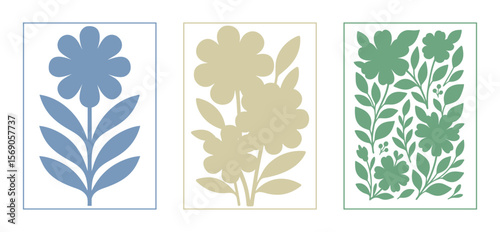 Set of trendty floral illustrations ideal for poster, card, cover, banner or background. Vector illustrations