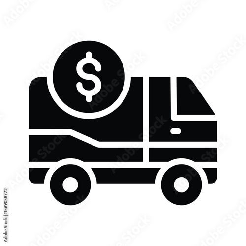 Easy to edit glyph icon of secure bank van