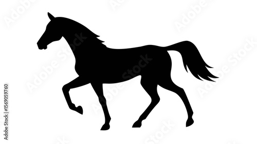 Running black horse silhouette vector illustration, ideal for equestrian or farm animal designs