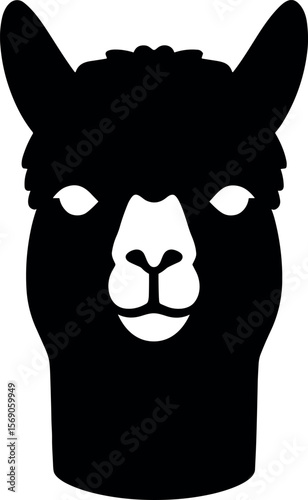 Alpaca Head vector black silhouette design