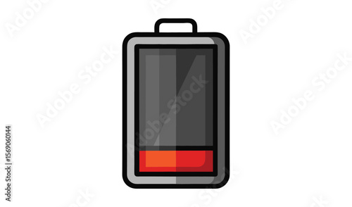 Low battery icon with red and gray charge indicator on white background