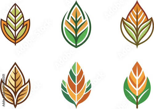 Stylish autumn leaf logo designs perfect for branding nature products or eco friendly businesses needing a sophisticated and elegant leaf emblem