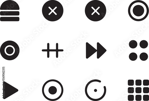 Multimedia Button Icons Vector Bundle

