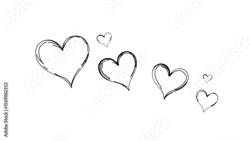 Skizzierte weiße Herzen auf transparentem Hintergrund. Perfekt für romantische Designs, Sticker und Karten.