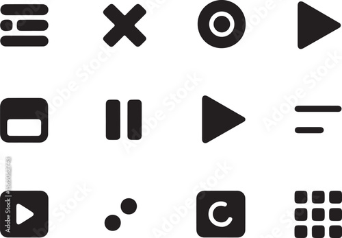 Black Media Buttons Icon Collection

