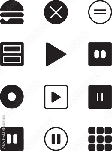 Black Media Buttons Icon Collection

