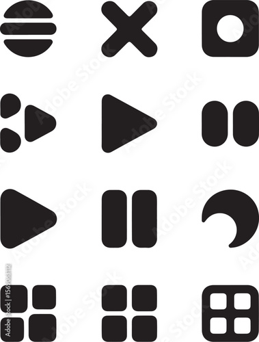Media Control Icons Vector Set

