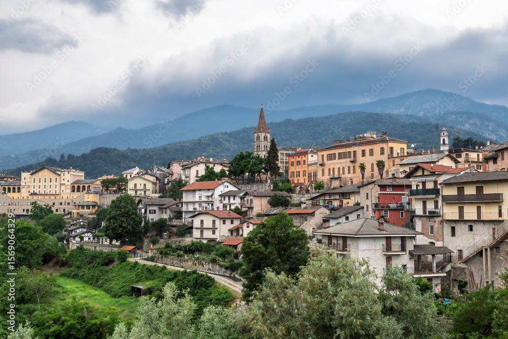 Fototapeta premium The town of Dronero in the Italian Piedmont