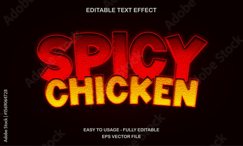 Spicy chicken text effect with crispy bold look for food label, logo, or restaurant branding