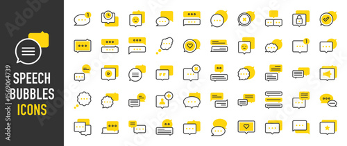 Speech Bubbles icons. such as Group Chat, Video Chat, Bubble vector illustration.