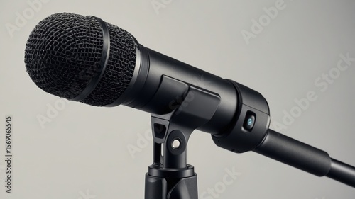 Closeup of a professional microphone on stand: ideal for podcasting and studio recording