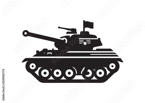 Tank silhouette vector, Tank icon illustrator