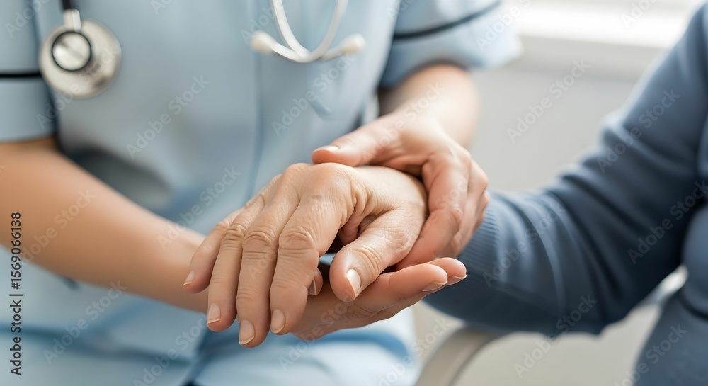 Fototapeta premium Compassionate Touch: Nurse Assisting Elderly Patient