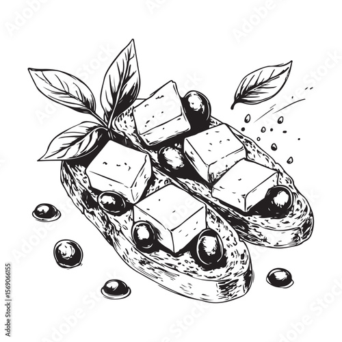 Delicious bruschetta silhouette