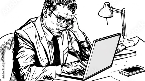 A man deeply engaged on a phone call, appearing focused and busy, possibly handling important work or personal matters in a professional or everyday setting.