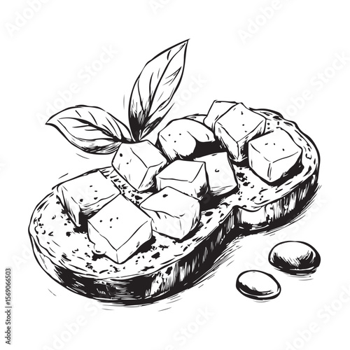 Delicious bruschetta silhouette