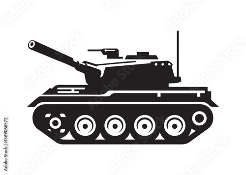 Tank silhouette vector, Tank icon illustrator