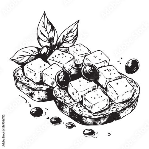 Delicious bruschetta silhouette