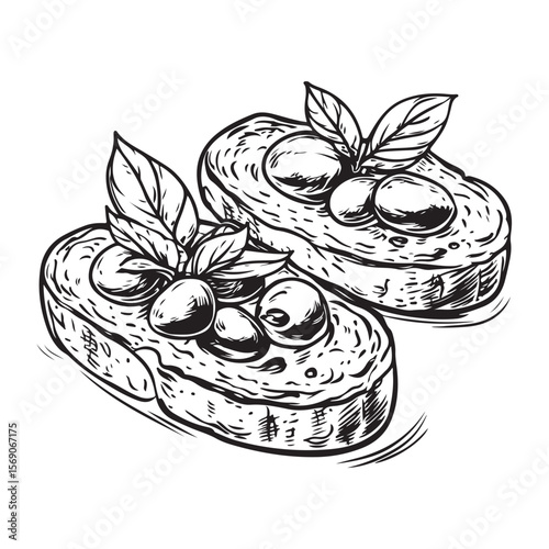 Delicious bruschetta silhouette