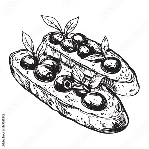 Delicious bruschetta silhouette