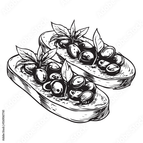 Delicious bruschetta silhouette