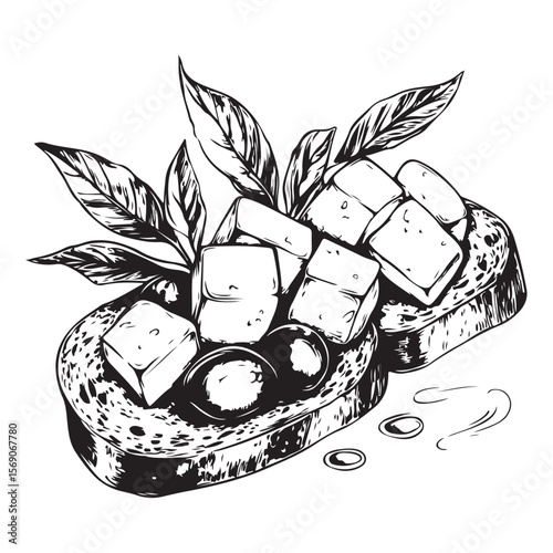 Delicious bruschetta silhouette