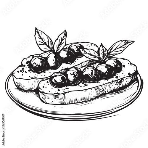 Delicious bruschetta silhouette