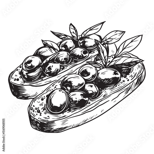 Delicious bruschetta silhouette