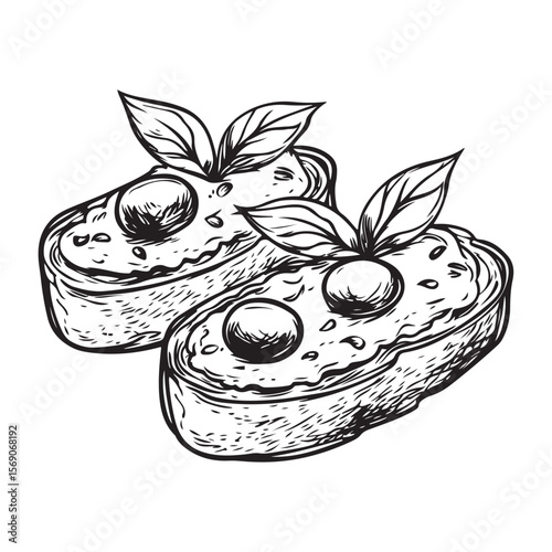 Delicious bruschetta silhouette