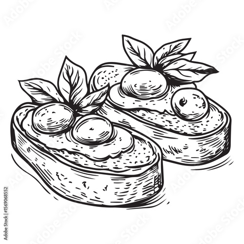 Delicious bruschetta silhouette