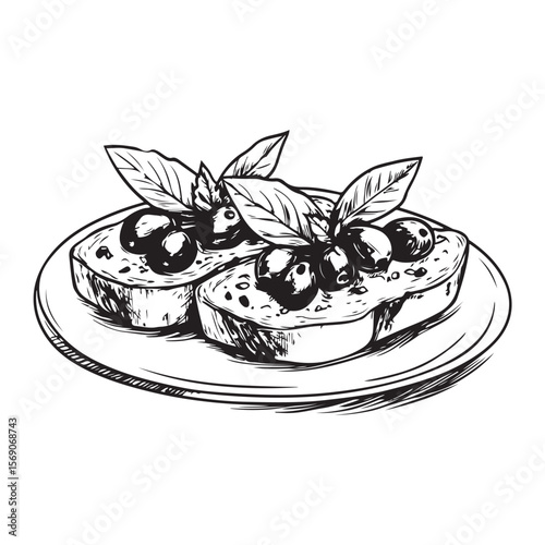 Delicious bruschetta silhouette