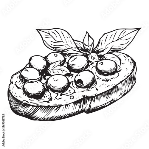 Delicious bruschetta silhouette