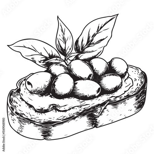 Delicious bruschetta silhouette