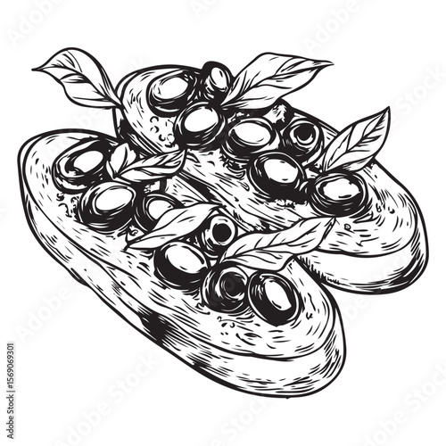 Delicious bruschetta silhouette