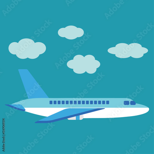 Airplane Flying in the Sky Illustration