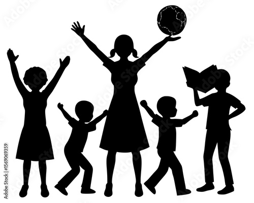Teacher inspiring children with global knowledge and education